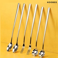 KOOBEE Long Handle 304 Stainless Steel Coffee Spoon – Tall Stirring Spoon, Ice Scoop, Honey Scoop, E