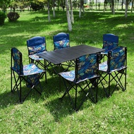 Outdoor Folding Tables and Chairs Camping Dining Table Egg Roll Table Display Table Self-Driving Travel Convenient Barbecue round Picnic Table Chair Cover Equipment/Foldable