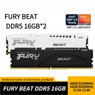 [Ready Stock] Kingston Kingston (FURY Beast) DDR5 16GBx2 5600/6000/6400/6800MHz Time Sequence C36-C4