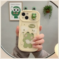 Cute Angel Green Frog Case for iPhone 14 13 12 11 11 Pro Max XR XS Max 7 8 6 6s Plus X, 3D Ears, Cam