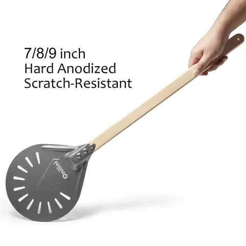 SHANGPEIXUAN 7/8/9 Inch Pizza Turning Peel Hard Anodized Pizza Shovel Aluminum Alloy Pizza Shovel Wo