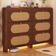 Shoe Cabinet Ultra-thin Rattan Shoe Rack Flip Bucket Shoe Cabinet