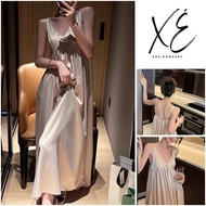 Silk nightgown (V44) - Simple color-changing silk dress