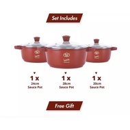 HOT🔥VANTAGE 6PCS INDUCTION NON-STICK COOKWARE SET WITH GLASS LID COMBO CASSEROLE SET- SITI SERIES