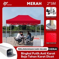 Tenda Lipat 3x3 Tenda Bazar 1300D Outdoor Tenda Gazebo Tenda Jualan Pameran Dagang Biru dan Merah 2x