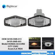 FT License Plate Light For HONDA CIVIC SNB FD/FB/ACCORD TA0/CITY T9A/ILX/RDX License Plate Lamp Lens