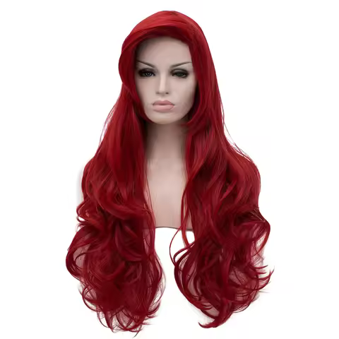Jessica Rabbit Wavy Long Wine Red Hair Little Mermaid Princess Ariel Heat Resistant Cosplay Costume 