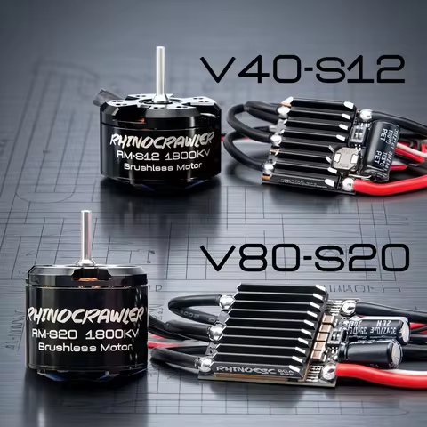 RHINOESC 40A-S12 80A-S20 AM32 RC Crawler ESC Brushless Motor Porwer Systm for 1/10 TRX4 SCX10 MOA Sh