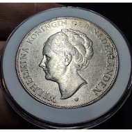 Error Coin - Nederlanden Queen Wilhelmina Koningin Silver Coin 2 1/2 Gulden Year 1930 ( Lamination E