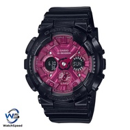 Casio G-Shock Black and Red Series GMAS120RB-1A GMA-S120RB-1A Glossy Metallic Black Resin Band Womens Watch