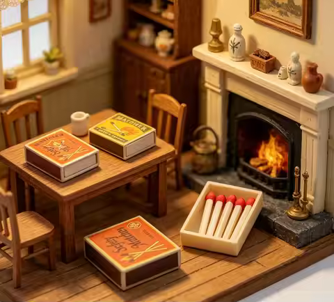 Dollhouse Mini Vintage Matchbox Model, Realistic Miniature Accessory for Scene Layout, Photography P