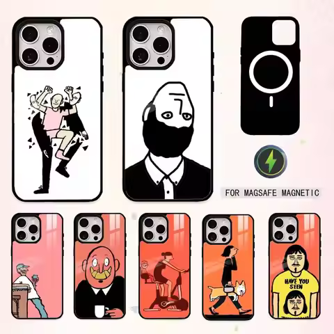 J-Jean J-Jullien Minimalist Art Phone Case For iPhone17,16,15,14,13,12,11 Plus,Pro Max Magnetic For 