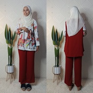 THE SET KEMEJA & SELUAR CEY CREPE BERCORAK - 501