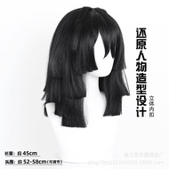 Black wig, black ghost wig cos Blade cos Yi's short hair anime wig comes with built-in silk QFME