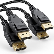 DisplayPort Cable 1.4, 8K DP Display Port Cables 6 Feet 2Pack (8K@60Hz, 4K@120Hz, 2K@144Hz, 1080P@240Hz) HBR3 Support 32.4Gbps, HDCP 2.2, HDR10 Compatible for Gaming Laptop TV PC Computer Monitor