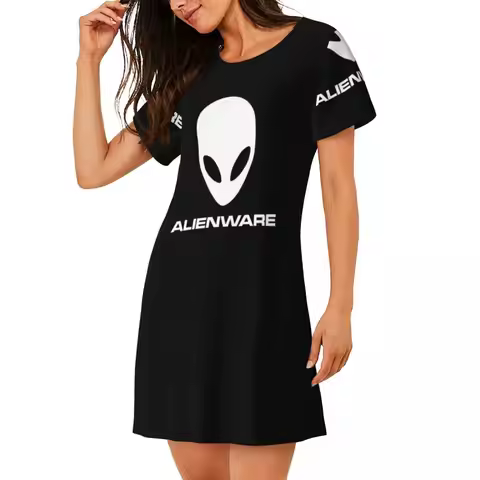 Custom Alienware Dale Short Sleeves Nightdress For Sleeping Sleepshirts Women Short Sleeve Nightgown
