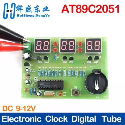 DIY Kits AT89C2051 Electronic Clock Digital Tube LED Display Suite Electronic Module Parts and Compo