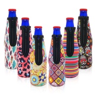 6pcs Beer Bottle Cooler Sleeves with Ring Zipper Collapsible Neoprene Insulators for 12oz 330ml Bott