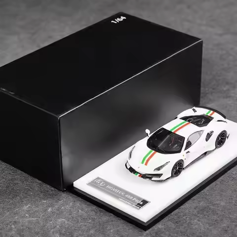 Gt 1:64 Ferrari 488 Pista Supercar Glow Green Resin Car Model Collectible
