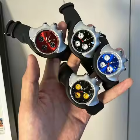 DENVOSI Y2K Chronograph Watch, Retro Futuristic Oakley Style Watch with Small Second Hand Dial, Spor