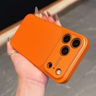 Luxury Leather Business Back Cover 17 Pro Max Large Window Phone Case Suitable for iPhone 17 11 12 1