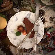 法國 Belle Époque 時期Rococo風格 純銀950手柄大型雕刻刀叉組