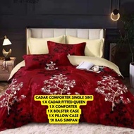 CADAR BED ROOM DECO BEDDING MURAH MALAYSIA CADAR HOTEL SINGLE KATIL BUJANG 5 IN 1 WITH COMFORTER PLA