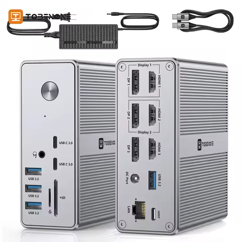 TOBENONE Docking Station with 120W Power Support Triple 4K Display for MacBook Pro/Air Quadruple Dis