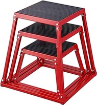 VEVOR Plyometric Platform Box Fitness Exercise Jump Box Step Plyometric Height Box Set for Training Conditioning Strength Training (12/18/24inch/Red)