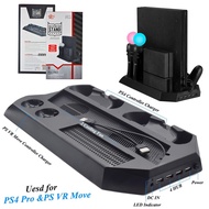 PS4 Pro PS VR Move Vertical Stand 4 Controller Charger Charging Dock 2 Cooler Cooling Fan for Sony P
