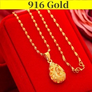 Gold 916 Original Singapore Gold Chain Original Gold Necklace for Women Female Water-drop Pendant Necklace Jewellery