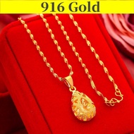 Gold 916 Original Singapore Gold Chain Original Gold Necklace for Women Female Water-drop Pendant Ne