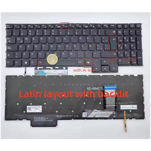 Latin Backlit Keyboard For Lenovo Legion Slim 5-16IRH8 5-16APH8 LOQ 15ARP9 15AHP9 15IAX9 15IAX9 15IR