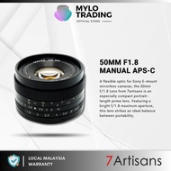 ( MY ) 7artisans 50MM F1.8 Manual Lens APS-C For Sony E Mount Canon Eos M Fujifilm FX Panasonic Olympus Micro 4/3