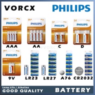 Philips Battery ( AAA / AA / C / D / 9V / LR23 / LR27 / A76 / CR2016 / CR2025 / CR2032 ) Zinc Chlori