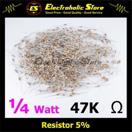 Resistor 1/4W 47K Ohm 5% R 1/4 watt 47 K 47000 ohm 0.25 Watt 0,25