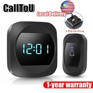 CallToU Doorbell Wireless Loceng Rumah UK Plug Home Bell for House Time Display 38 Ringtones DB17