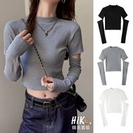 Hiko M-1XL Arrive The Next Day Little Sexy Ant Waist Small Stand-Up Collar Inner Long-Sleeved Top Tu