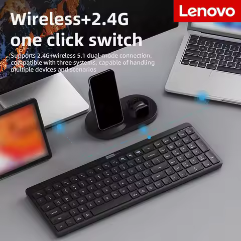 Lenovo K290 Multi Device Wireless Keyboard Bluetooth 2.4G Dual Mode 109 Keys Numpad Silent Typing Ke