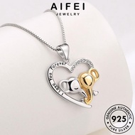 AIFEI JEWELRY Chain Sterling 925 Necklace For Original Simple Leher Silver Perak Korean Pendant 純銀項鏈 Perempuan Rantai Elephant Women Accessories N13