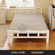 Syllere - 包送貨 -折疊床單人床家用午休小床成人簡易出租屋便攜雙人床硬板鐵床 加粗丨正方管鋼架厚板白色186*80