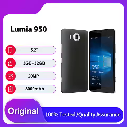Original Unlocked Lumia 950 Single/Dual Sim GSM 900/1800 Bluetooth WLAN Mobile Phone 5.2 inches 32GB