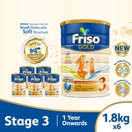 [Bundle of 6] Friso Gold 3 Growing Up Milk with 2'-FL 1.8kg for Toddler 1+ years Milk Powder