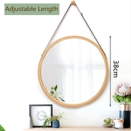 Nordic Bamboo Bathroom Mirror Round Makeup Mirror Wall Hanging Art Wall Mirror Entrance Mirror By Mo