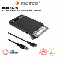 FIDECO 2.5" Hard Drive Enclosure USB 3.0 External Hard Drive Case Support Max 6TB with UASP