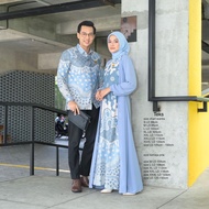 NK BATIK GAMIS SYARI CUNDAMANI JUMBO COUPLE MAXY DRESS SKY BLUE