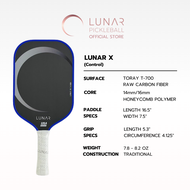 Lunar Pickleball X Control 14mm16MM Blue Color Toray T-700 Raw Carbon Fiber