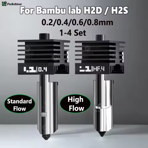 For H2D/H2S Hotend For Bambu Lab H2D hotend kit 0.2/0.4/0.6/0.8mm nozzle H2d High flow Hotend Standa