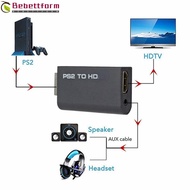 BEBETTFORM Adapter, HD Cable 480i/480p/576i Converter, Durable Game to HDMI 3.5mm Audio Output PS2 t
