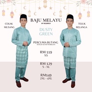 XS - 4XL! Baju Melayu Dewasa Slim Fit / Moden Tanpa Pesak Teluk Belanga &amp; Cekak Musang Dusty Green